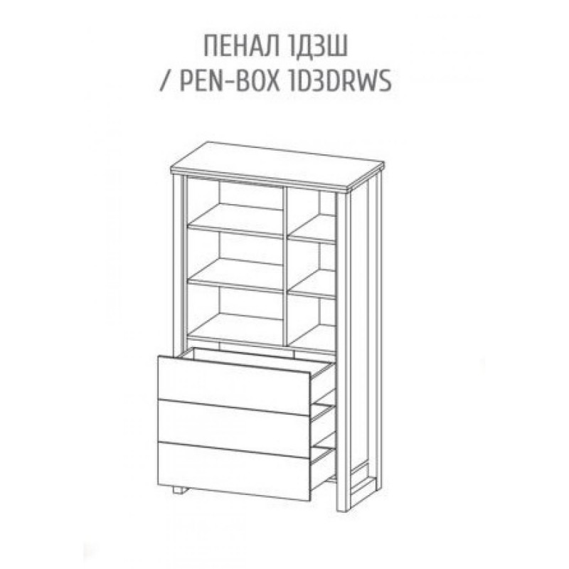 Пенал 1Д3Ш Емілі	Мебель Сервіс