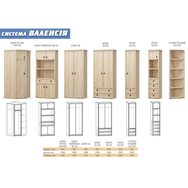 Стіл письмовий 1Д3Ш Валенсія Мебель Сервіс