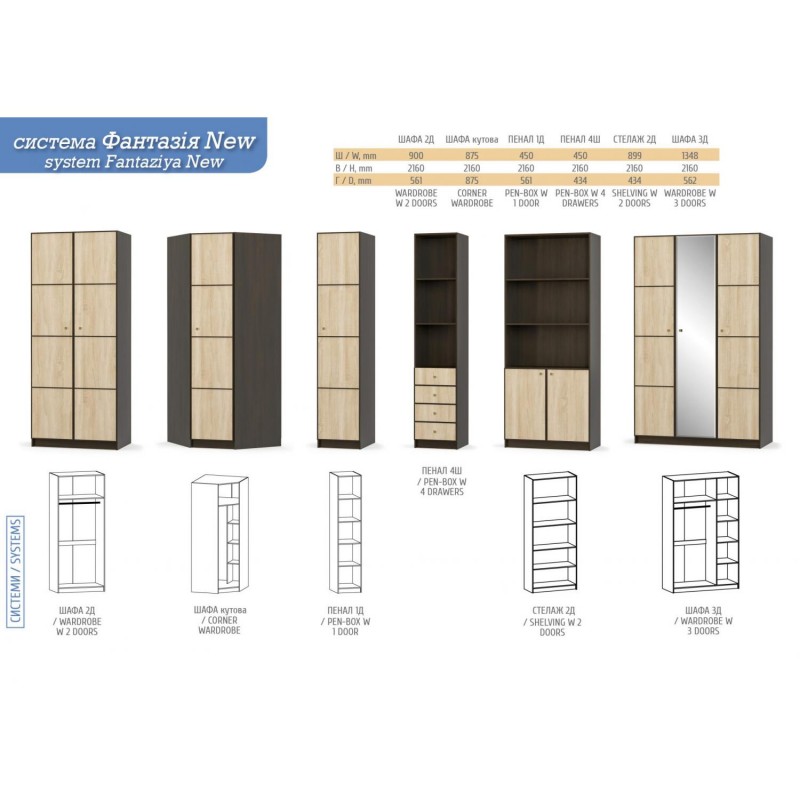 Стіл письмовий 2Д2Ш Фантазія New Мебель Сервіс