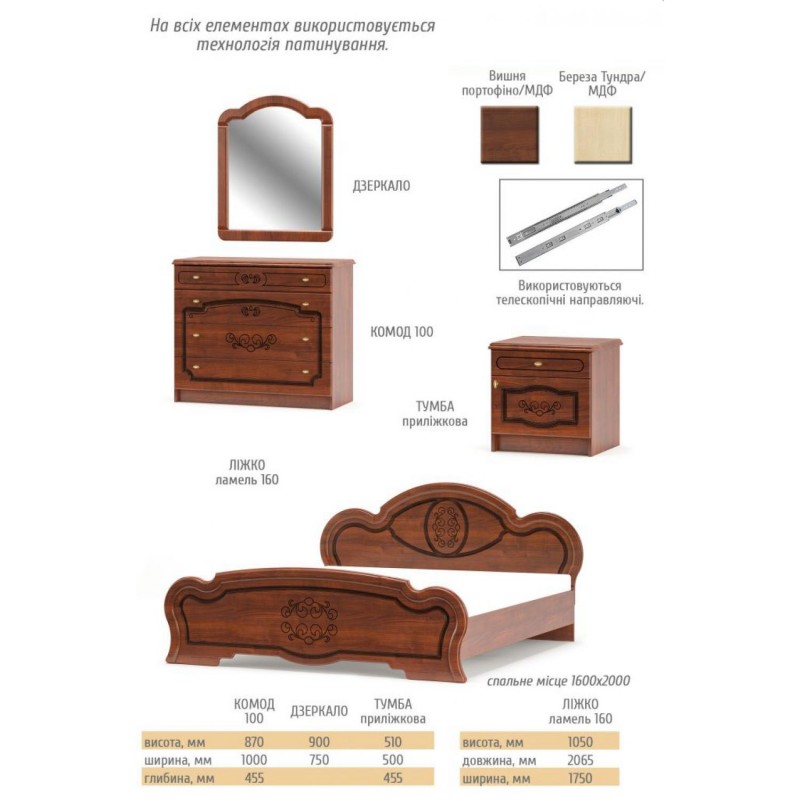 Тумба приліжкова Барокко Мебель Сервіс (продається тільки по 2 шт.)