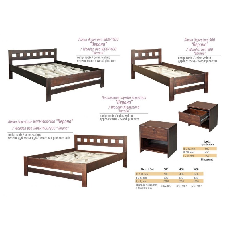 Тумба приліжкова Верона (сосна) Мебель Сервіс