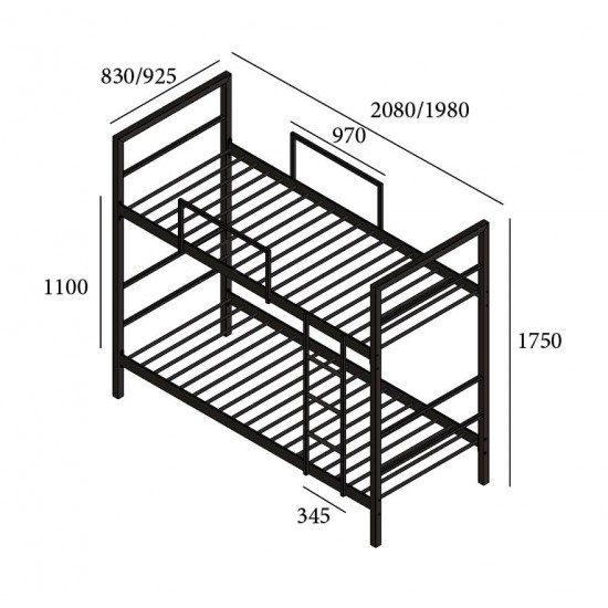 Ліжко СІНГЛ ДВОХЯРУСНЕ Метал Дизайн