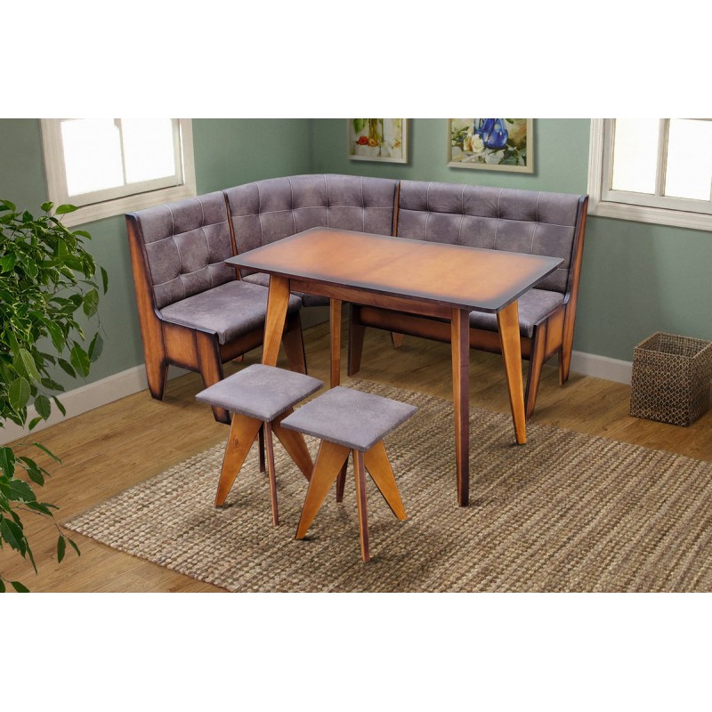 Комплект Лаундж (куток+стіл+2 таб) (Амелі),горіх Мікс меблі