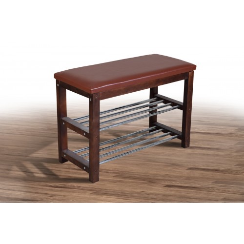 Лавка для взуття №1,тем.горіх кож.зам, коричневий Мікс меблі