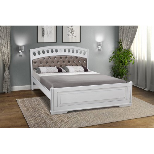 Ліжко Феліція 1600*2000, біл+ср пат/сірий шкір Мікс меблі