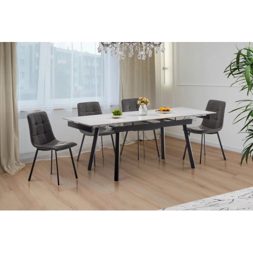 Стіл Бастіон 140 (+30+30)*80, чорний/керам білий Мікс меблі