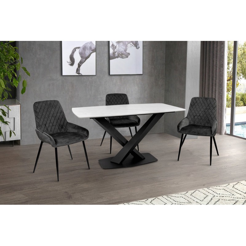 Стіл БІНГО 140*80,  кераміка білий мрамор Мікс меблі