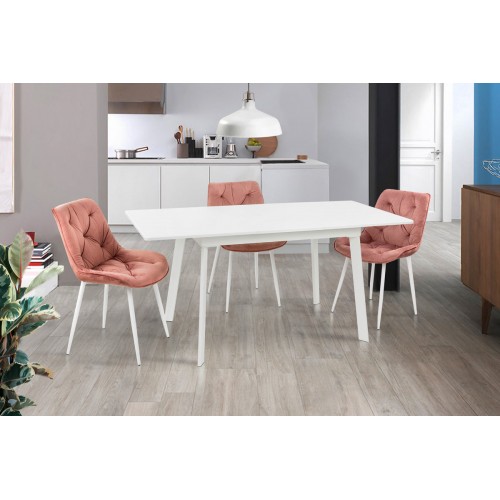 Стіл Етна 120(+40)*75 білий метал/білий ТС Мікс меблі