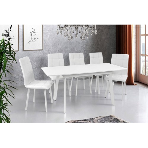 Стіл Етна 120(+40)*75 білий метал/білий ТС Мікс меблі