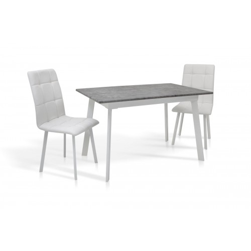 Стіл Етна 120(+40)*75 білий метал/мрамор світл Мікс меблі