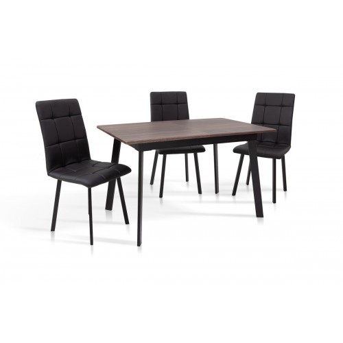 Стіл Етна 120(+40)*75 чорний метал/дуб ТК (горіх) Мікс меблі