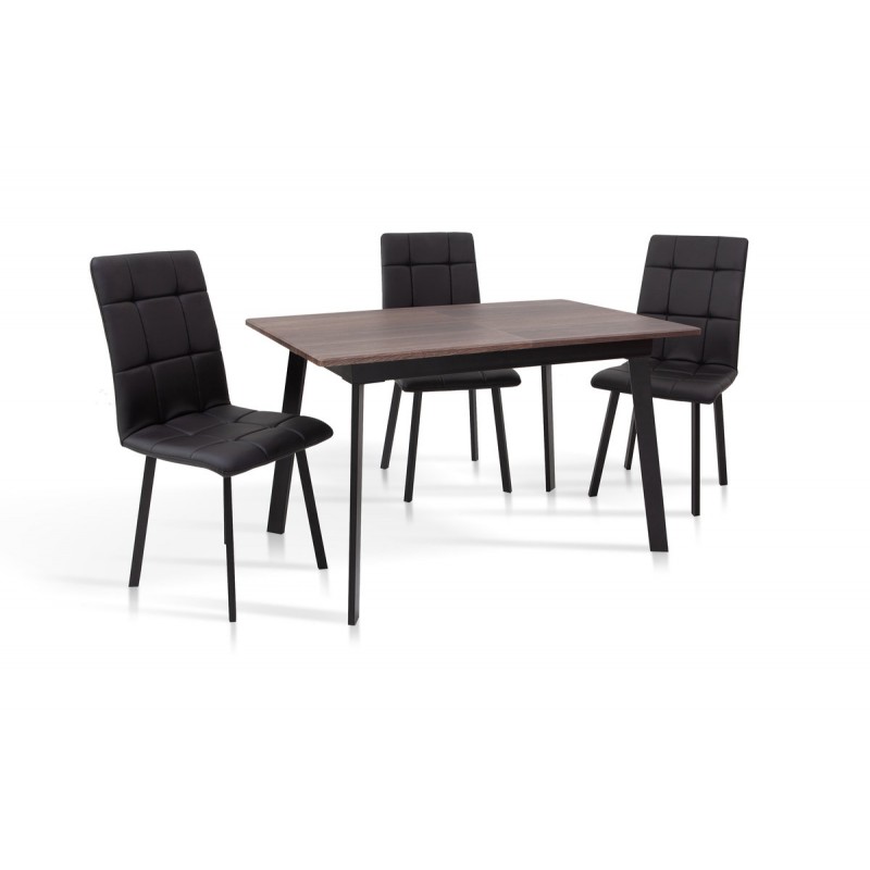 Стіл Етна 120(+40)*75 чорний метал/дуб ТК (горіх) Мікс меблі