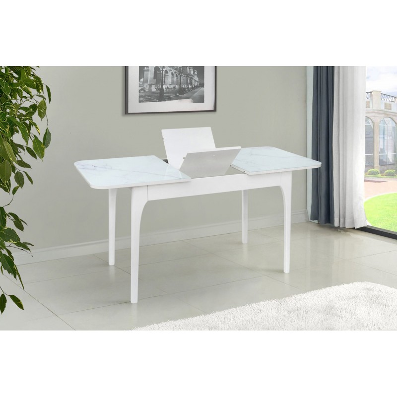 Стіл Фієста (110+35)*70, білий/мрамор білий Мікс меблі