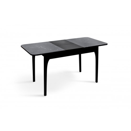 Стіл Фієста (110+35)*70, чорний/мрамор чорний Мікс меблі