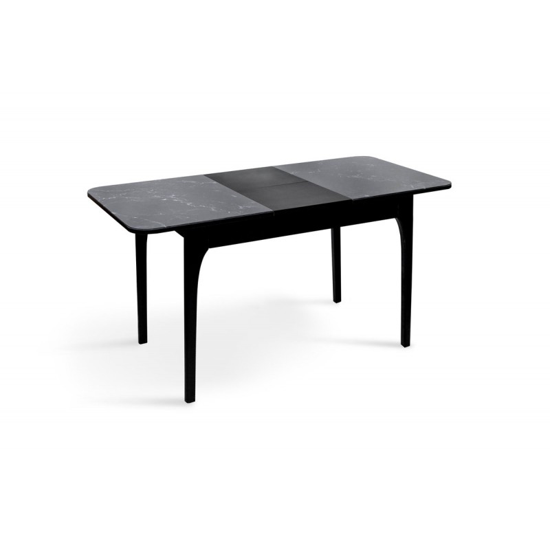 Стіл Фієста (110+35)*70, чорний/мрамор чорний Мікс меблі