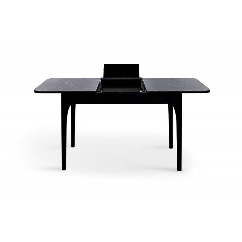 Стіл Фієста (110+35)*70, чорний/мрамор чорний Мікс меблі