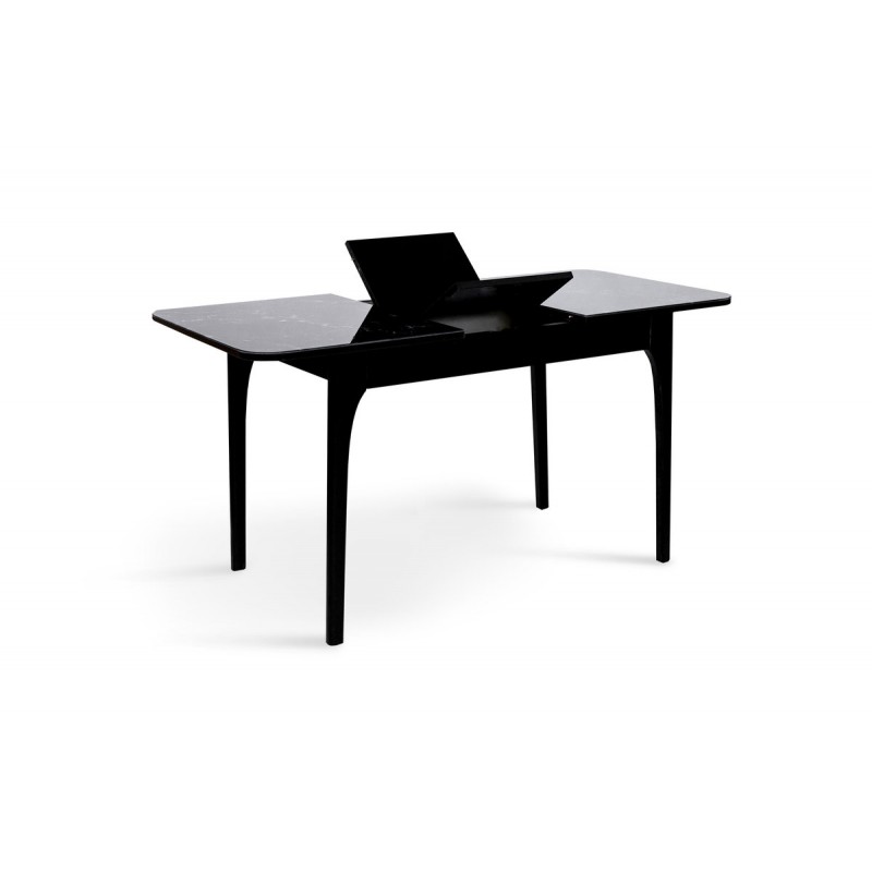 Стіл Фієста (110+35)*70, чорний/мрамор чорний Мікс меблі