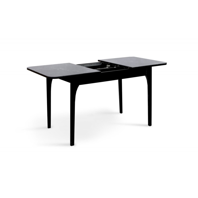 Стіл Фієста (110+35)*70, чорний/мрамор чорний Мікс меблі