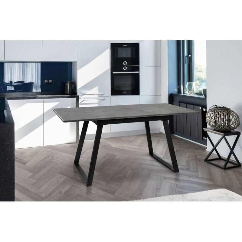 Стіл Хьюстон 130(+40)*77 чорний метал/мрамор темн Мікс меблі