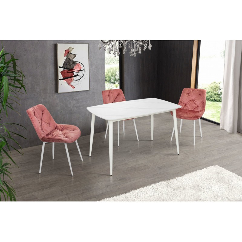 Стіл КІПАРИС 120*80, білий/ білий мрамор Мікс меблі