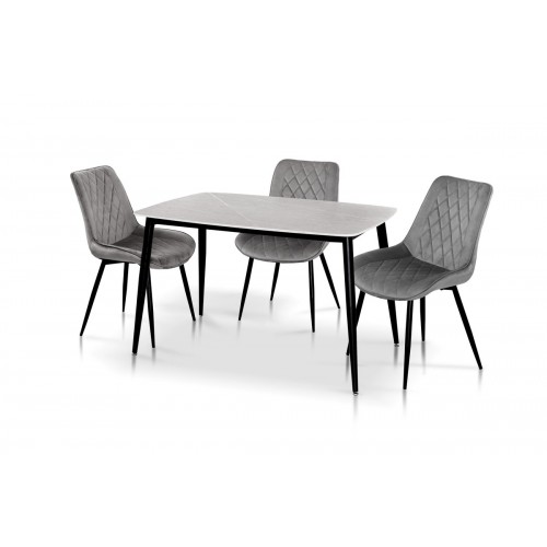 Стіл КІПАРИС 120*80, чорний/ сірий мрамор Мікс меблі