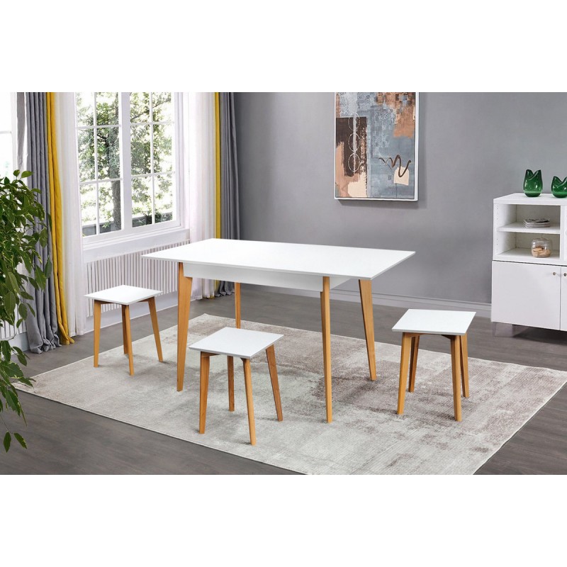 Стіл Міраж (980+32)/68 ніжки натур/столешня біла Мікс меблі