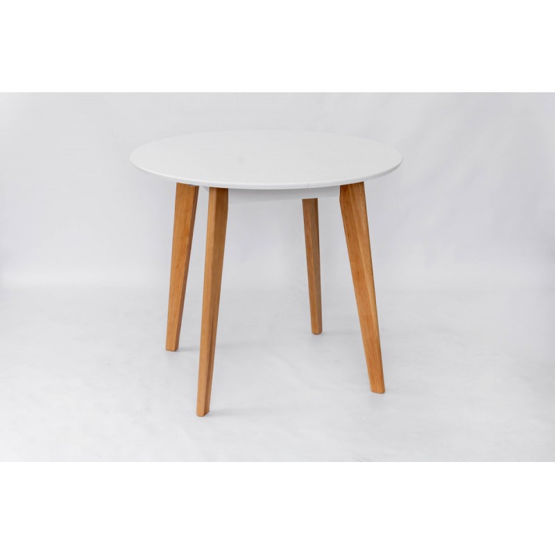 Стіл Модерн кругл. D=90(+38), білий/натуральний Мікс меблі