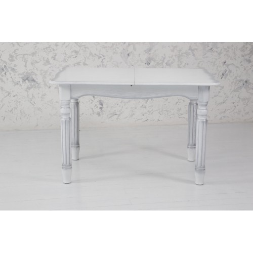 Стіл обідній Венеція (120+40)/80, білий+сріб патин Мікс меблі