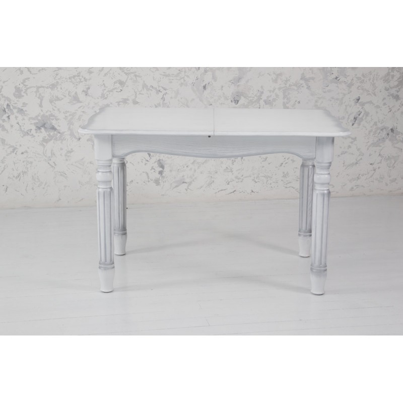 Стіл обідній Венеція (120+40)/80, білий+сріб патин Мікс меблі