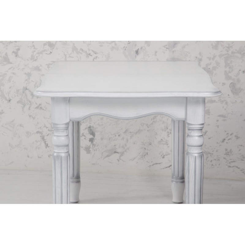 Стіл обідній Венеція (120+40)/80, білий+сріб патин Мікс меблі