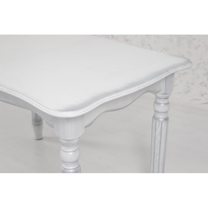 Стіл обідній Венеція (140+40)/85, білий+сріб патин Мікс меблі