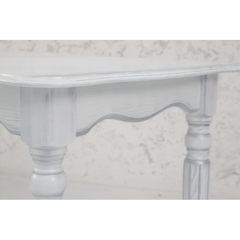 Стіл обідній Венеція (140+40)/85, білий+сріб патин Мікс меблі