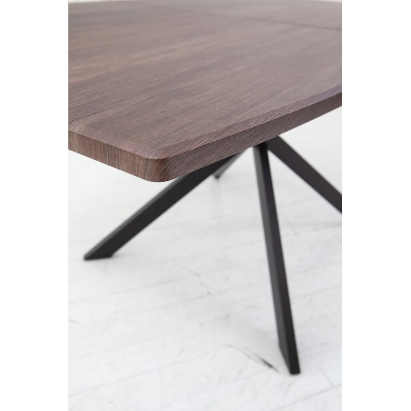 Стіл Річард 140(+40)*85 чорний метал/дуб ТК(горіх) Мікс меблі