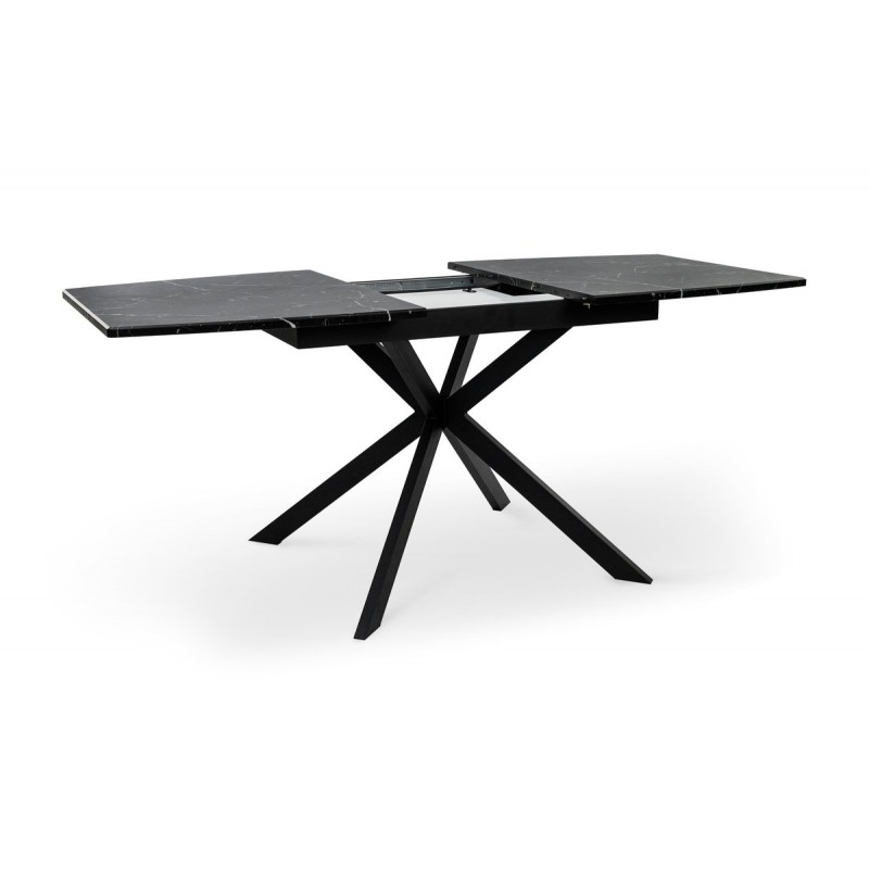 Стіл Річард 140(+40)*85 чорний метал/мрамор чорн Мікс меблі