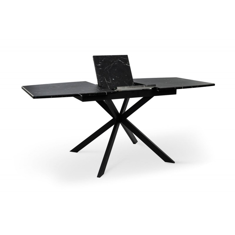 Стіл Річард 140(+40)*85 чорний метал/мрамор чорн Мікс меблі