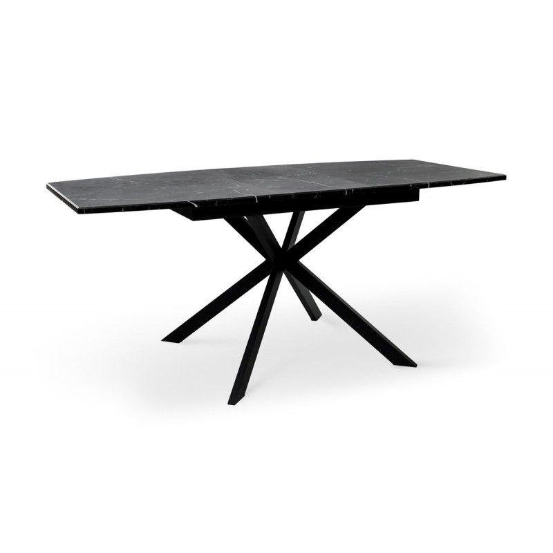 Стіл Річард 140(+40)*85 чорний метал/мрамор чорн Мікс меблі