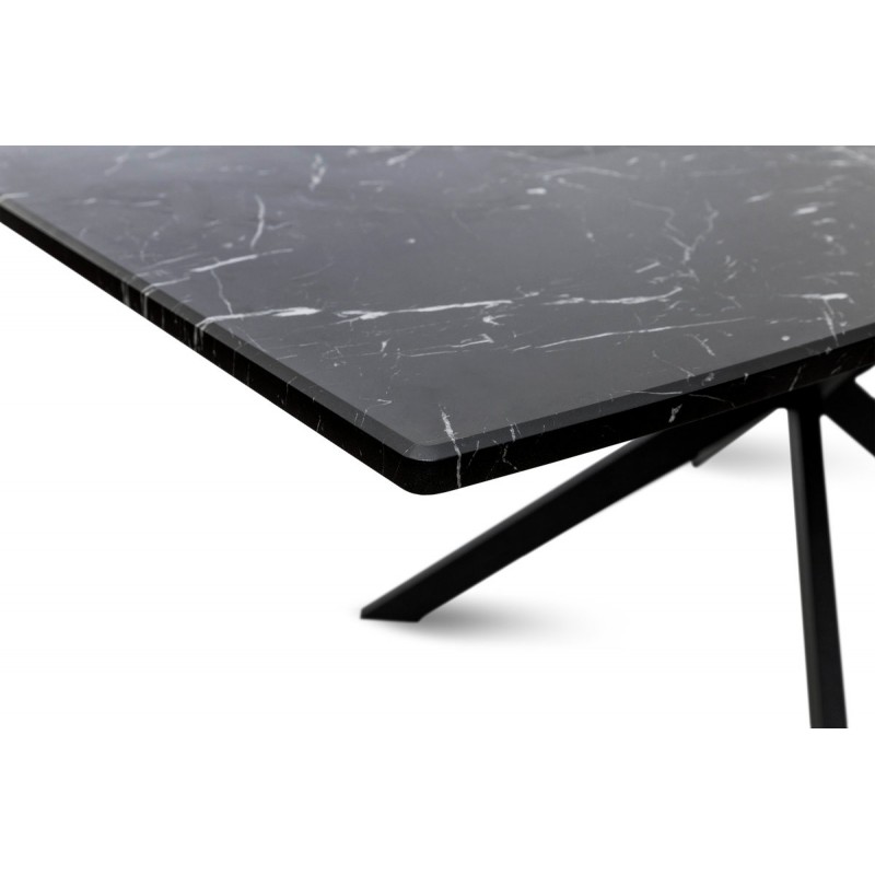 Стіл Річард 140(+40)*85 чорний метал/мрамор чорн Мікс меблі
