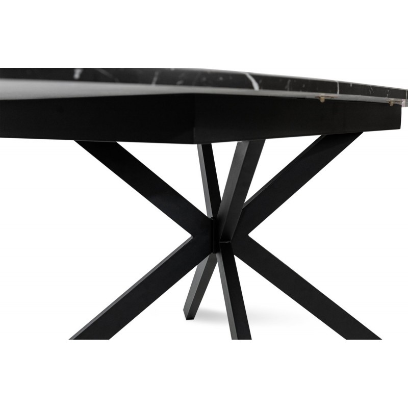 Стіл Річард 140(+40)*85 чорний метал/мрамор чорн Мікс меблі