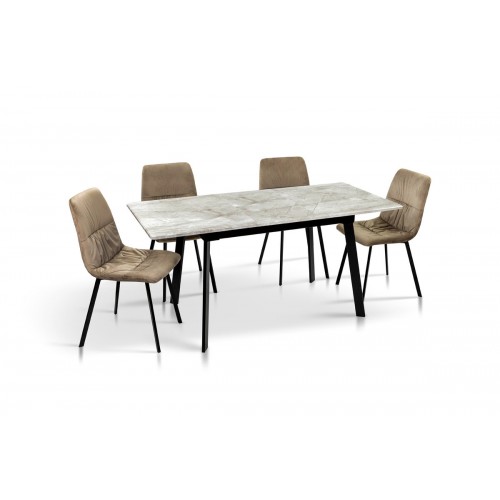 Стіл Соло 110(+35)*70 білий метал/базальт Мікс меблі