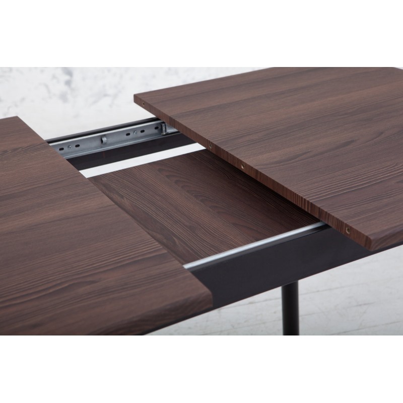 Стіл Соло 110(+35)*70 чорний метал/дуб ТК (горіх) Мікс меблі