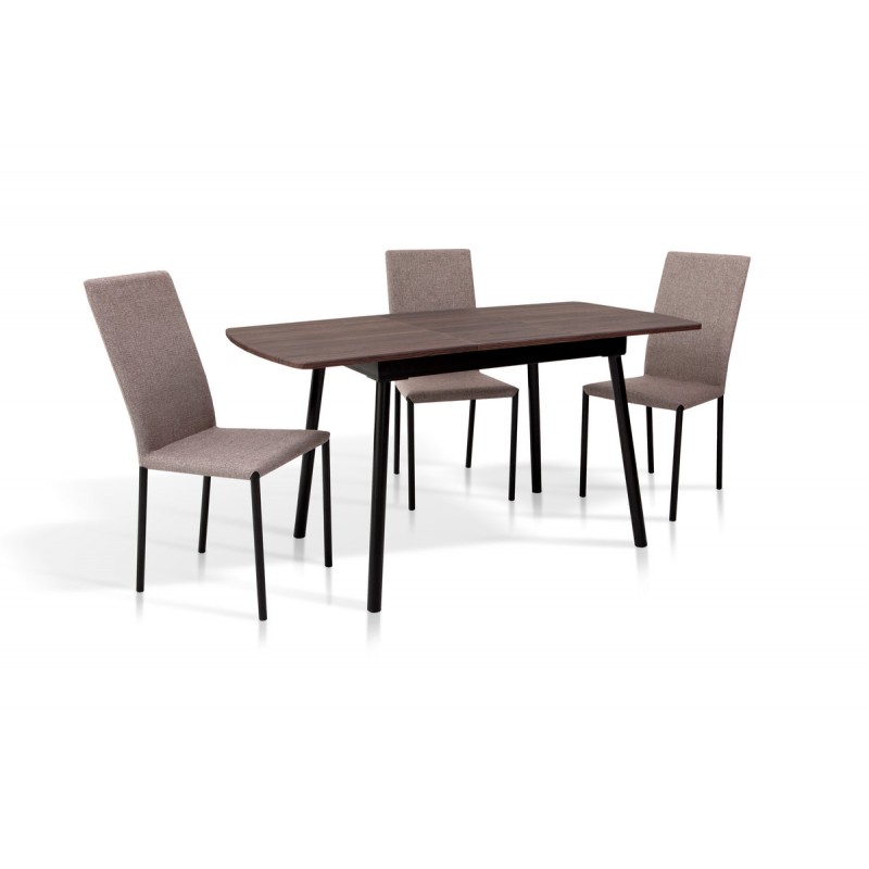 Стіл Соло 110(+35)*70 чорний метал/дуб ТК (горіх) Мікс меблі