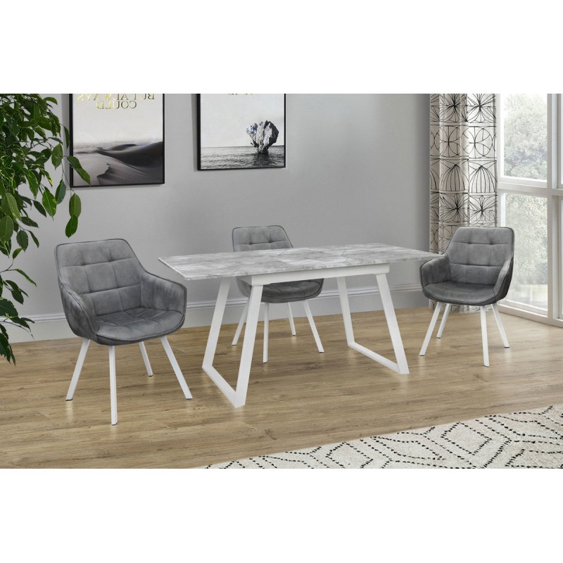 Стіл Тандем 120(+40)*75 білий метал/базальт Мікс меблі