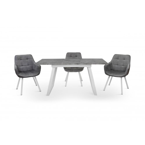 Стіл Тандем 120(+40)*75 білий метал/мрамор світл Мікс меблі