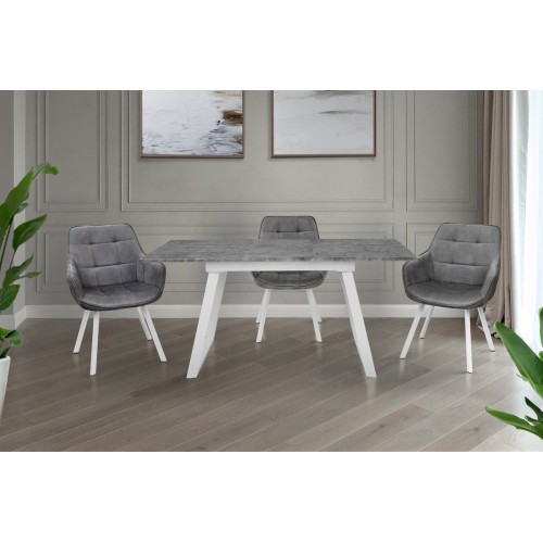 Стіл Тандем 120(+40)*75 білий метал/мрамор світл Мікс меблі