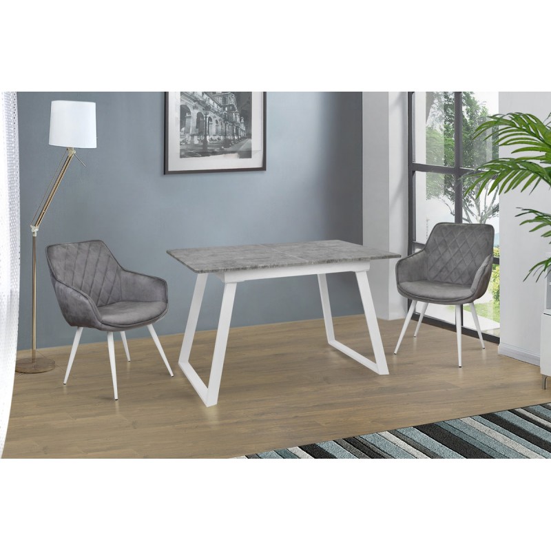 Стіл Тандем 120(+40)*75 білий метал/мрамор світл Мікс меблі