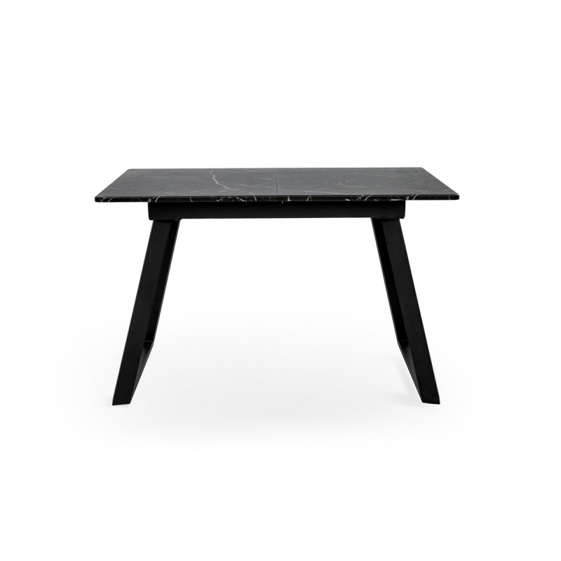 Стіл Тандем 120(+40)*75 чорний метал/мрамор чорн Мікс меблі