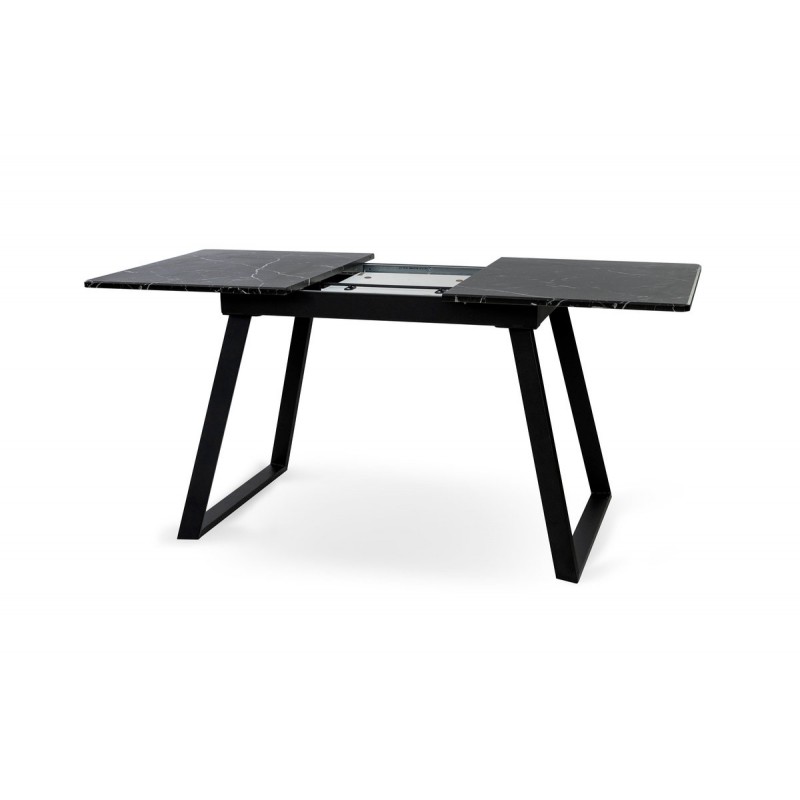 Стіл Тандем 120(+40)*75 чорний метал/мрамор чорн Мікс меблі