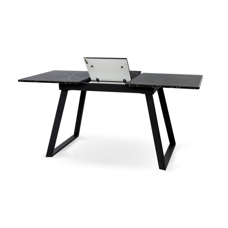 Стіл Тандем 120(+40)*75 чорний метал/мрамор чорн Мікс меблі
