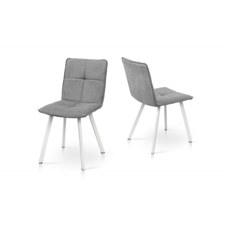 Стілець Тетріс, метал білий/ тканина світло сіра Мікс меблі