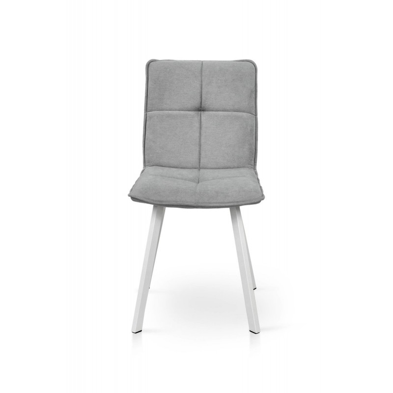 Стілець Тетріс, метал білий/ тканина світло сіра Мікс меблі